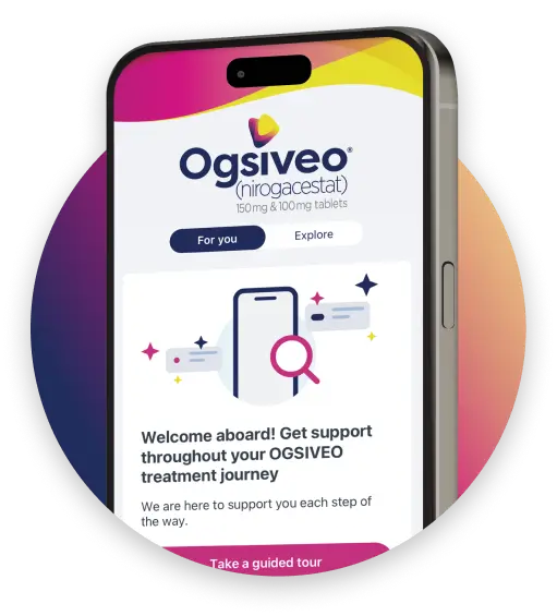 Phone displaying the Ogsiveo Digital Companion app