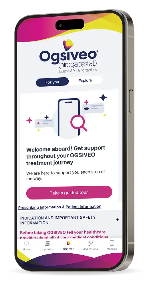 Graphic of the OGSIVEO® (nirogacestat) Digital Companion
